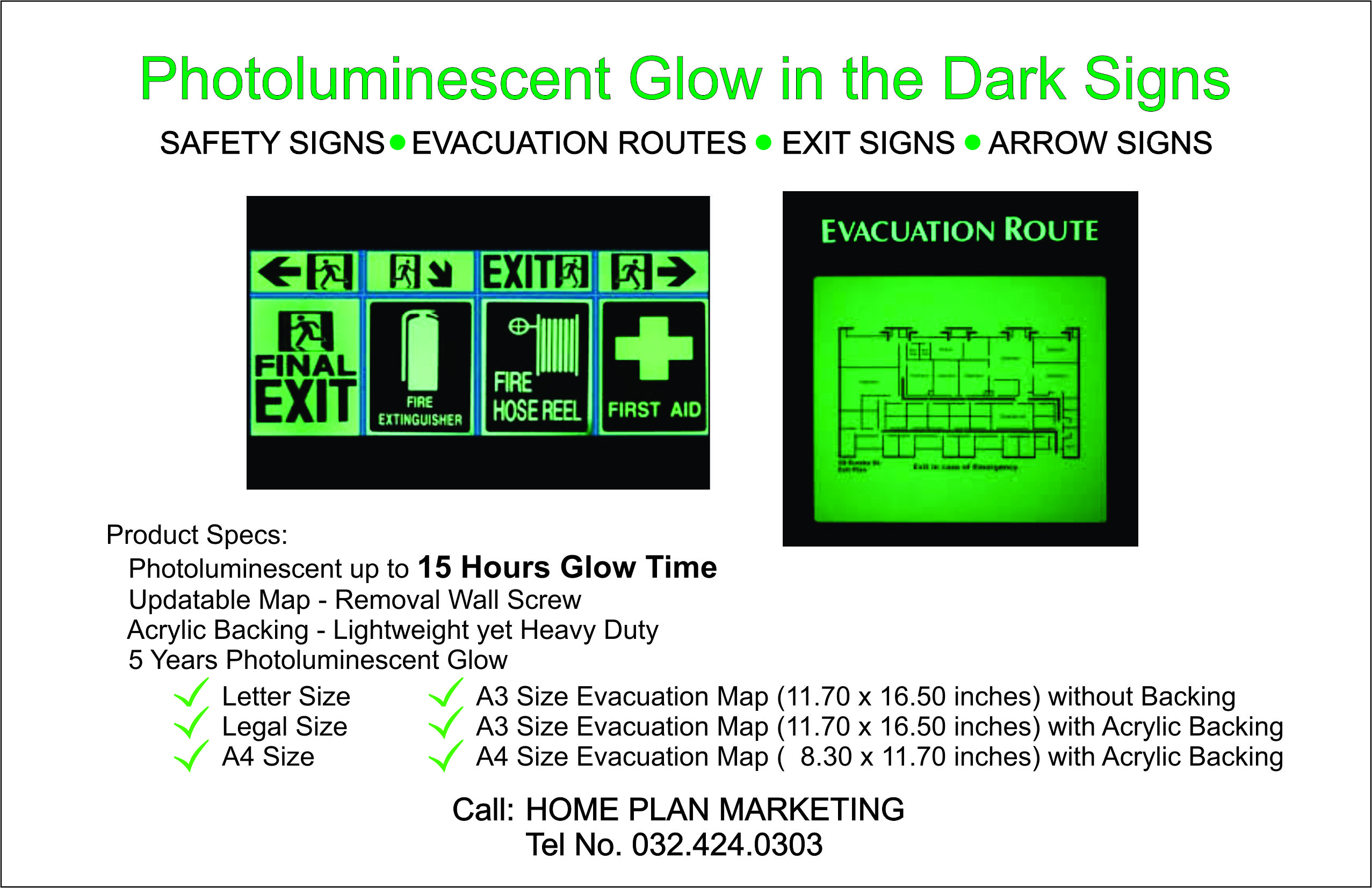 Photoluminescent Glow in the Dark Signs