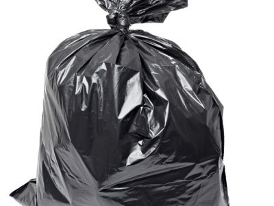 close up of a garbage bag on white background with clipping path